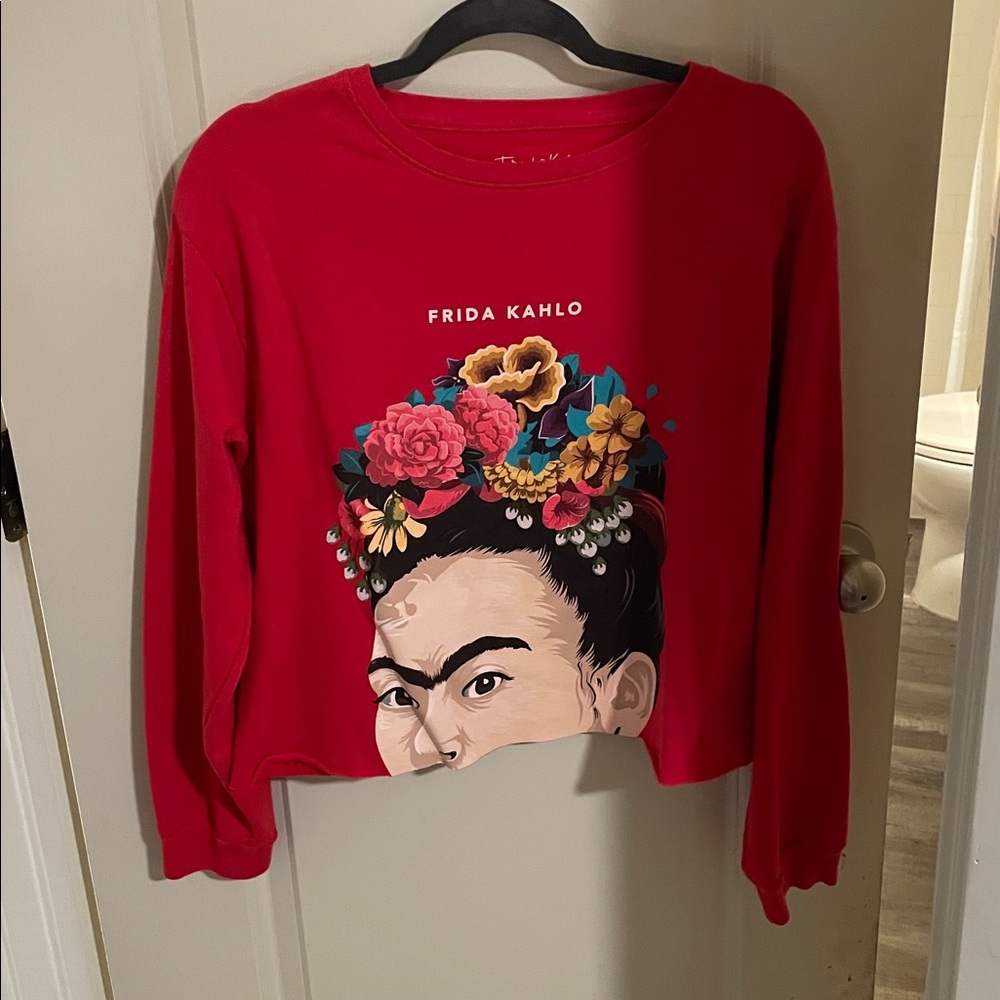 Red Frida Kahlo Graphic Sweatshirt